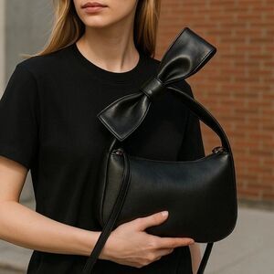 Anthropologie Melie Bianco Bow Bag, Black, Crossbody, Shoulder NWT